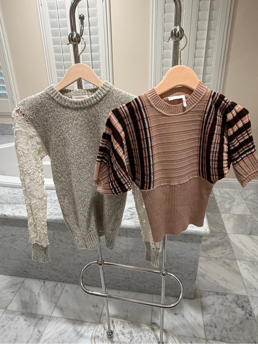Chloe Striped sweater and See by Chloe Wool Sweater with Lace Sleeves 2 for 1
